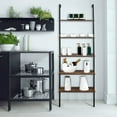thumbnail image 3 of SESSLIFE 5-Shelf Tall Bookcase, Wall Mount Bookshelf, Rustic Brown Wood with Rustic Brown Metal Frame, 3 of 10