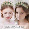 thumbnail image 3 of Tiara Atoden Green con forma de corona de cumpleaños y banda de reina para niñas, 3 of 7