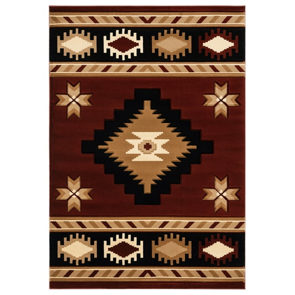 United Weavers Bristol Area Rug 2050 10434 Caliente Burgundy Jagged Lines 5' 3" x 7' 6" Rectangle