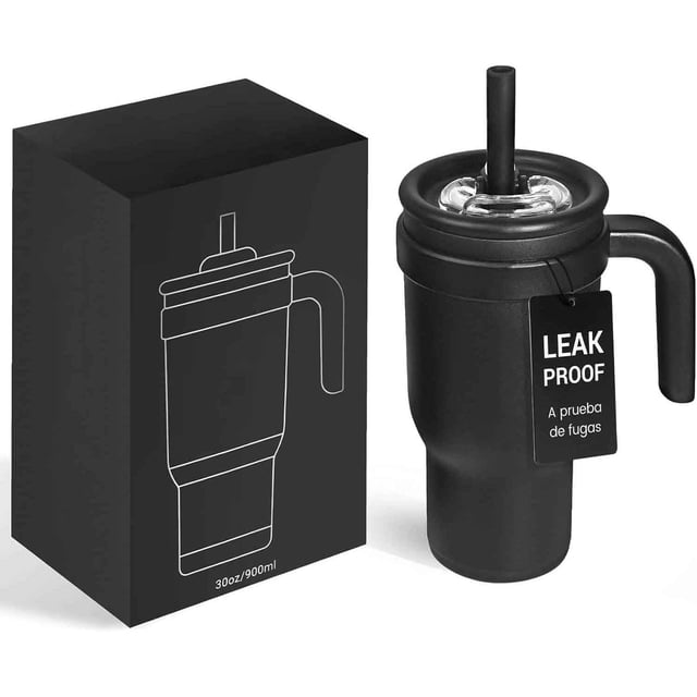 Vaso Termico con Doble Pico, Termo con Popote para Frío y Caliente, Termo Acero Inoxidable, Libre de BPA