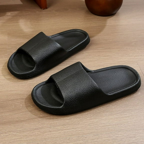 Nvzi -b Slippers for Women and Men Non Slip Quick Drying Shower Slides Bathroom Sandals ,Ultra Cushion ,Thick Sole(Size:36-37,Black)
