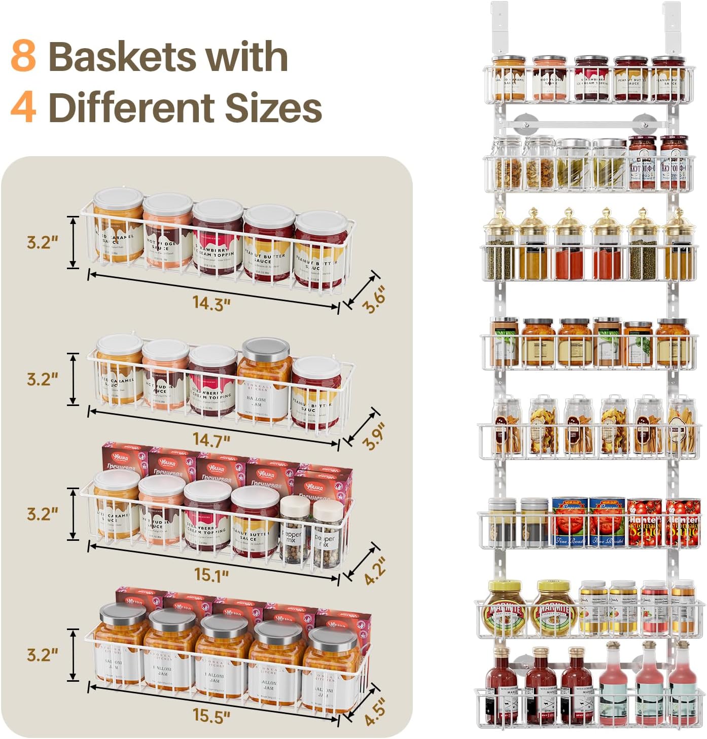 LazySpin Over-the-Door Pantry Organizer, 8-Tier Adjustable photo 8