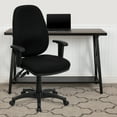thumbnail image 2 of Flash Furniture Rochelle High Back Black Fabric Executive Swivel Ergonomic Office Chair with Adjustable Arms, 2 of 13