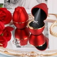 thumbnail image 3 of Caja para anillos de compromiso con forma de rosa, caja LED para anillos, joyero para anillos de boda rojos, caja para anillos de boda para propuesta de matrimonio, 3 of 5