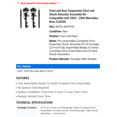 thumbnail image 2 of Front and Rear Suspension Strut and Shock Absorber Assembly Kit - Compatible with 2003 - 2006 Mercedes-Benz CLK500 2004 2005, 2 of 2