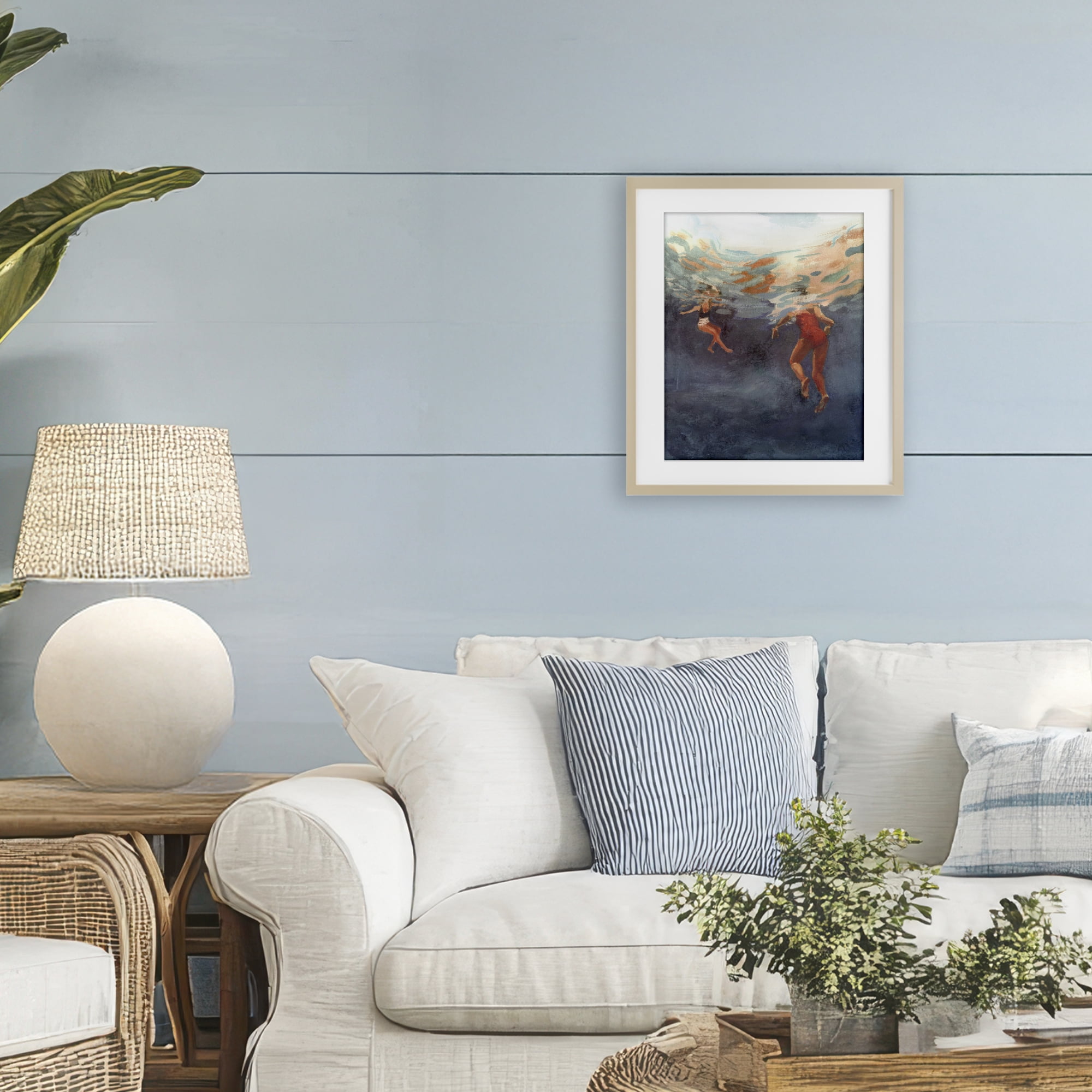 Stupell Industries Summer's Dance Swimmers Birch Framed Print Under Glass, design by Victoria Barnes