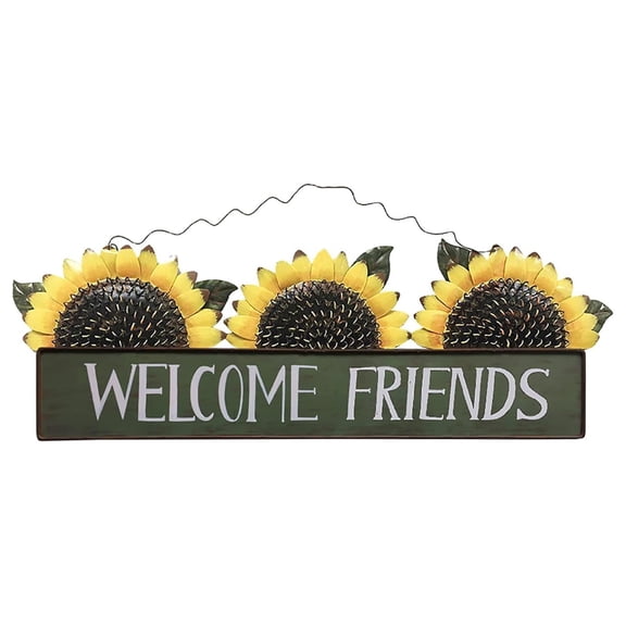 Welcome Sign Metal Hanging Welcome Plaque for Wall Front Door - Decorative Flower Yard Signs Spring Wreath Decor for Garden Porch Patio Backyard (A)