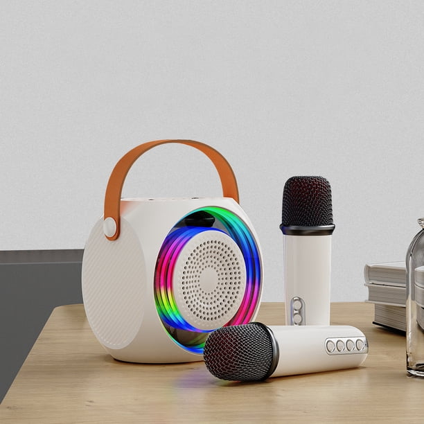 Mini máquina de karaoke M9 compatible con Bluetooth con micrófono (1 a 2 blancos)