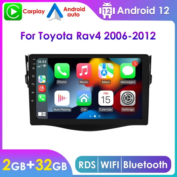 Android 12.0 Wifi 2 32GB Carplay Bluetooth Car Stereo Radio GPS Navigation Player For Toyota RAV4 2006-2012