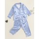 thumbnail image 3 of Conjunto de pijama unisex para niños y niñas Tsseiatte, con rayas, manga larga, camisetas, pantalones largos, 2 piezas, para estar en casa, 3 of 7