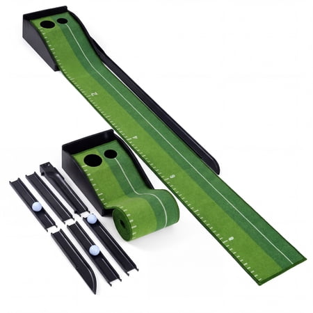 ELLEGNT Putting Green with Auto Ball Return - 3 Practice Balls, Non-Slip Mat for Golf Training at Home