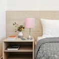 thumbnail image 6 of Creekwood Home Oslo 19.5" Contemporary Bedside Power Outlet Base Standard Metal Table Desk Lamp in Brushed Steel with Light Pink Drum Fabric Shade for Home Décor, Bedroom, End Table, Living Room, Dorm, 6 of 6