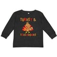 thumbnail image 3 of Inktastic Turkey and Touchdowns Cute Thanksgiving Football Design Boys or Girls Long Sleeve Toddler T-Shirt, 3 of 5