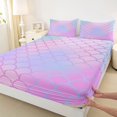 thumbnail image 3 of Manfei Mermaid Scale Fitted Sheet Queen, Dreamy Gradient Shell Bedding, Pink Lavender, 3 Pieces, 1 Fitted Sheet and 2 Pillowcases, 3 of 6