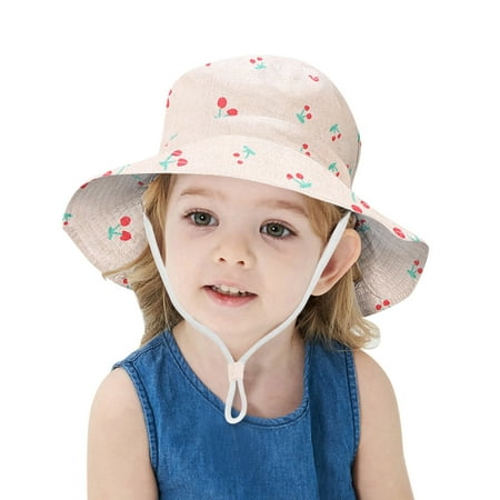 

Kids Hats Adjustable Chin Strap Sun Protection Summer Spring Sun Cute Cartoon Outdoor Beach Bucket Hat Caps