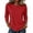 2# Red, variant on Womens Tops 3/4 Sleeve Shirts Round Neck Loose Casual Blouses Solid Color Tshirts Brown XL