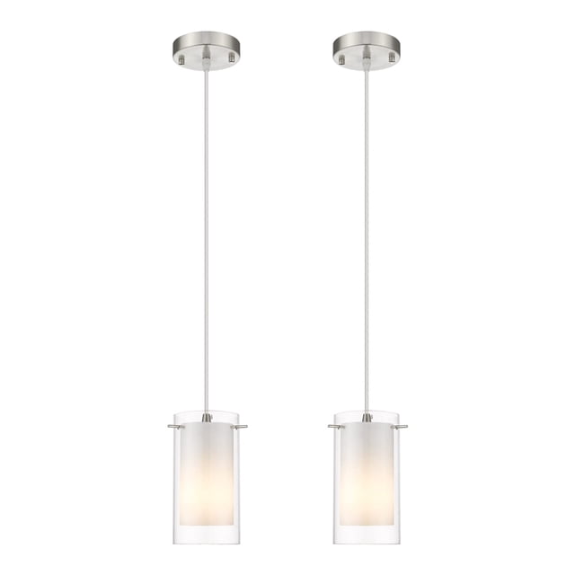 Luz Colgante Juego de 2 AKEZON Ajustable con Acabado en Níquel y Cristal