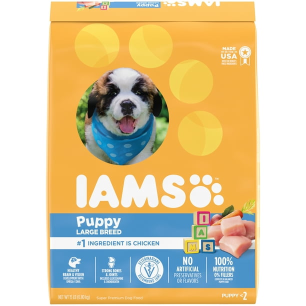 IAMS Smart Puppy Large Breed Dry Puppy Food with Real Chicken, 15 lb