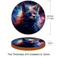 thumbnail image 3 of Animal Luxury Microfiber Leather Round Coasters Set of 6 - 11x11 cm Drink Coasters for Home and Office Use, 3 of 6