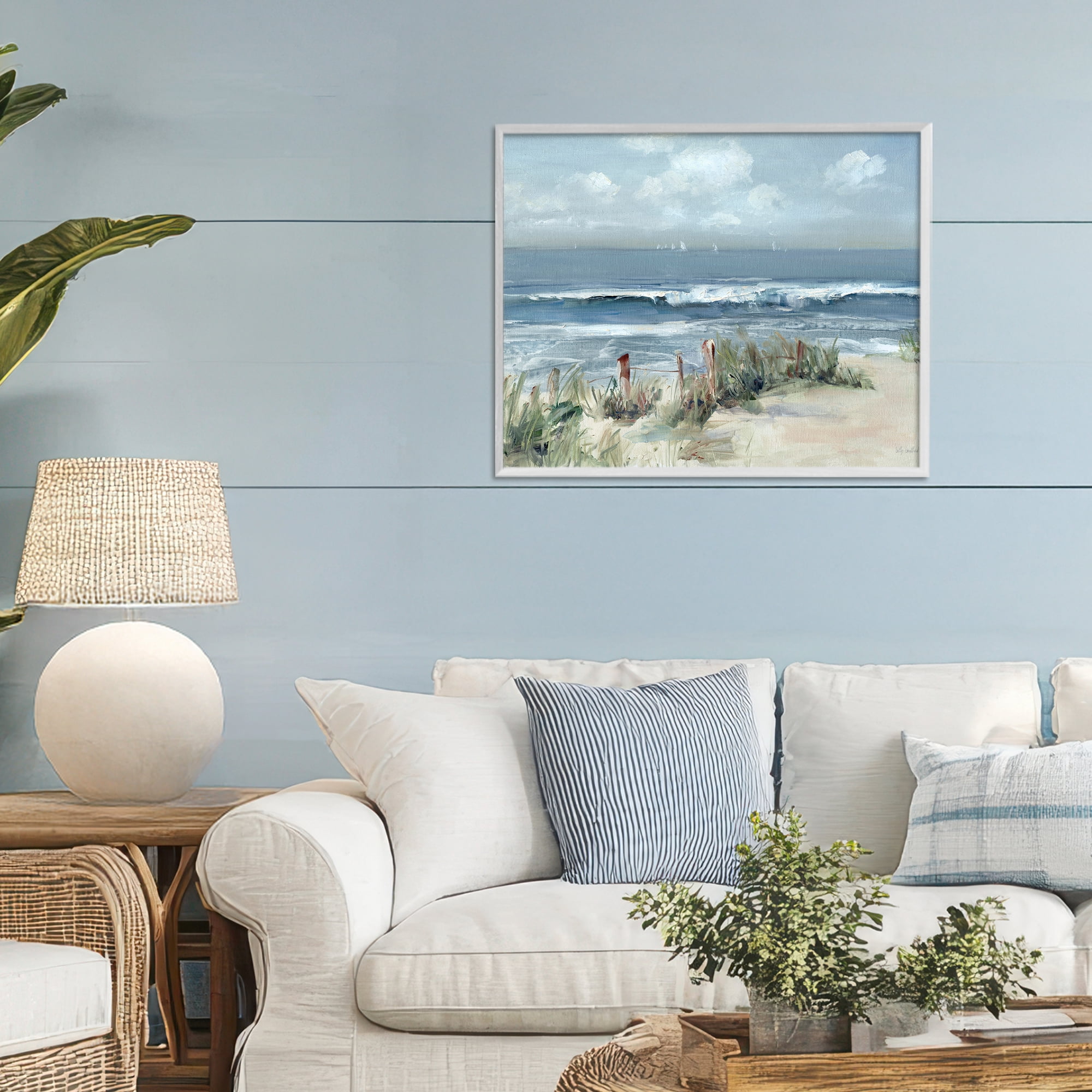 Stupell Industries Brushed Expression of Coast White Framed Giclee Art, design by Sally Swatland
