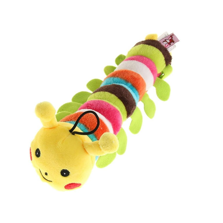 beetoy dog snuffle toys-caterpillar shape dog squeaky toys with 3  squeakers,plush enrichment dog toys treat dispensing dog to