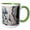 Green/White, variant on 3drose, Image of Peach and Black Granite, 15oz Two-tone Black Mug