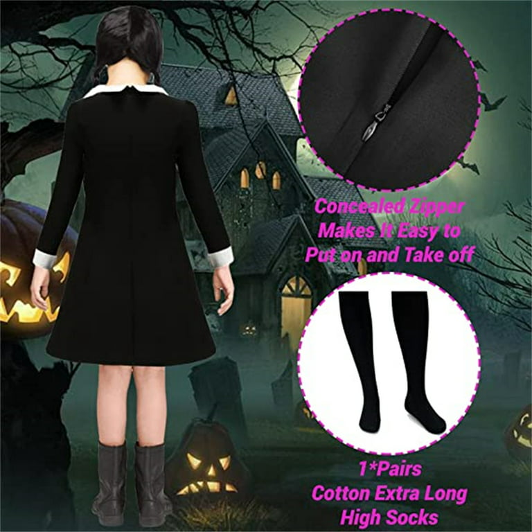  TORARY Womens Long Sleeve Peter Pan Collar Fit and Flare Dress  Wednesday Addams Costume : Clothing, Shoes & Jewelry