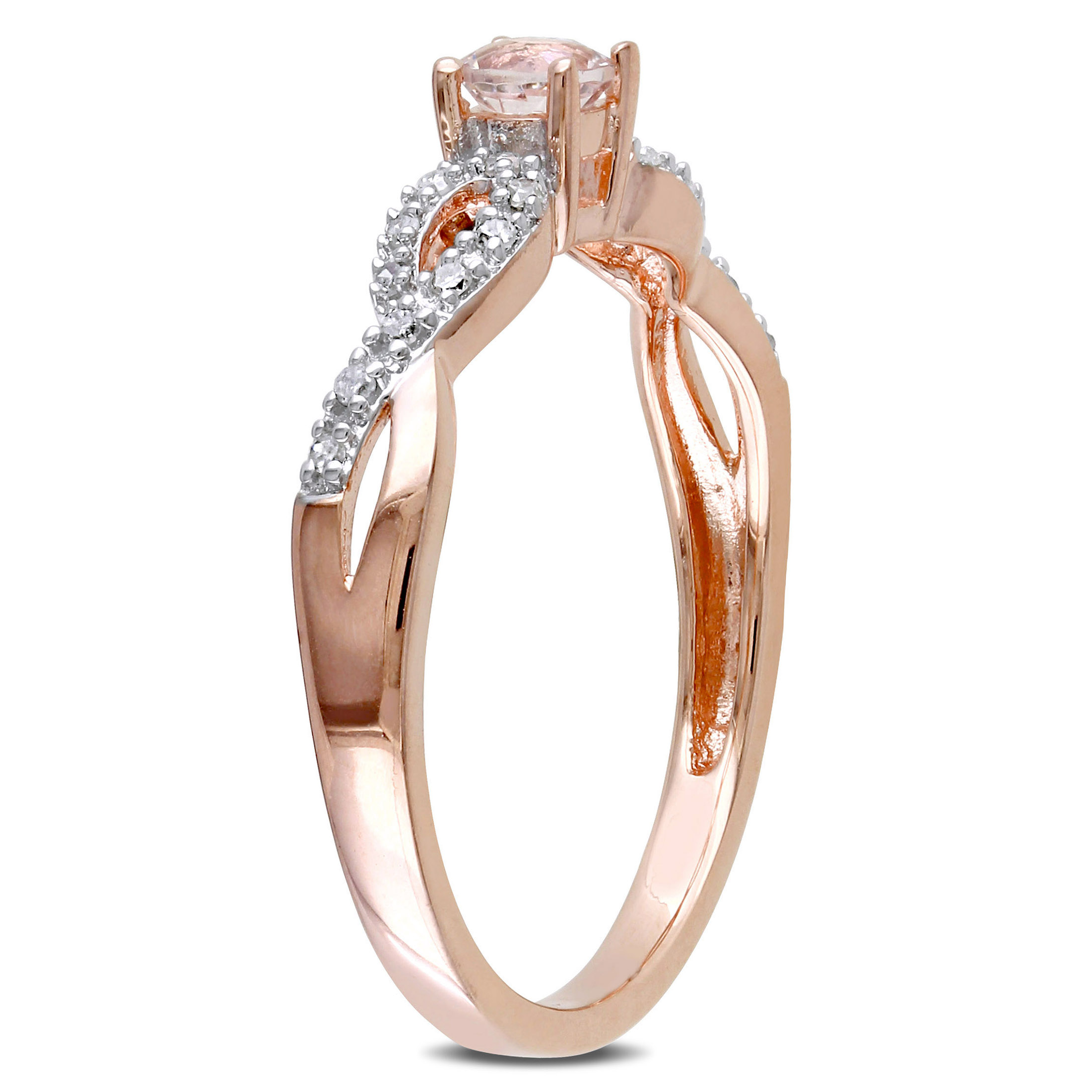 Everly Women's 1/6 CT Morganite 1/10 CT T.W. Diamond Rose Gold Flash Plated SS Infinity Ring - image 4 of 7