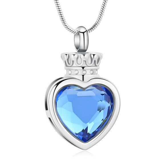 Crystal Urn Cremation Jewelry for Ashes Princess Queen Crown Heart Ash Urn Memorial Pendant Necklace Memorial Urn Necklace