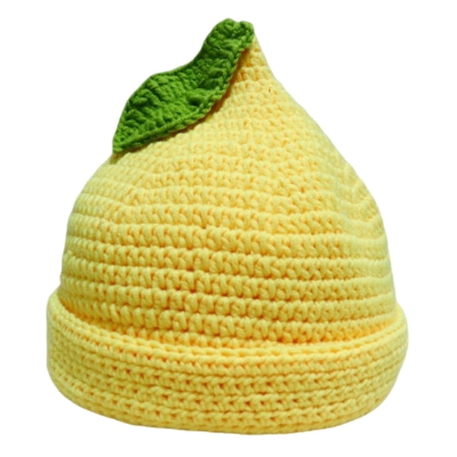 Gorro Y2K para mujer, accesorios de disfraz de anime estético, moda holgada y elástica Sombrero de limón amarillo