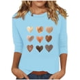thumbnail image 1 of T-Shirts pour Femmes, Chemisiers pour Femmes, T-Shirt Imprimé de Mode pour Femmes à Manches 3/4 Blouse à Col Rond Décontractée, Blouse pour Femmes, Chemisiers pour Femmes à Manches 3/4, 1 of 3