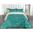 thumbnail image 2 of Ambesonne Abstract Quilted Coverlet 3 Pcs, Triangle Mosaic Design, Queen Size, Green Navy, 2 of 4