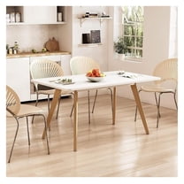 47.2" Dining Table for 4-6 Person - Rectangular Kitchen Table with Soild Wood Legs Century Modern Table for Dinning Room, Kitchen, Living Room (White)