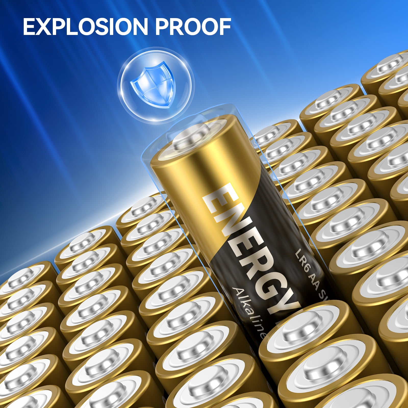 ENERGYPORT 100-Count AA Batteries, Maximum Power Super Alkaline Battery, 10-Year Shelf Life