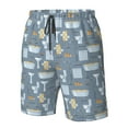 thumbnail image 5 of Kdxio Blue Bathroom Pattern Mens Casual Shorts - Drawstring Summer Beach Sports Shorts for Men, 5 of 9