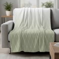 thumbnail image 2 of Sage Green Ombre Blanket Soft Cozy Warm Twin Blanket for Bed, Plush Fuzzy Flannel Fleece Blankets for Sofa, Modern Geometric Rhombus Striped Throw Blankets for Couch, Gifts for Men, 60"x80", 2 of 9