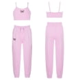 thumbnail image 4 of Yeahdor Kids Girls 2Pcs Sports Suit Sleeveless Butterfly Prints Crop Vest with Pants Set for Gym Running, 4 of 6