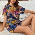 thumbnail image 4 of Rocae Colorful Gecko Jungle Art for Two Piece Sleepwear Pajamas Sets for Women Soft Short-Sleeved Pjs with Lounge Shorts -3X-Large, 4 of 6