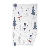 Yayeee 100% Cotton Hand Towels for Bathroom 16" x 28" Kitchen Towel, Blue Cartoon Snowmen