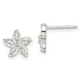 thumbnail image 3 of Sterling Silver Cubic Zirconia Flower Post Stud Earrings, 3 of 3