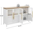 thumbnail image 4 of Ourlova Sideboard Buffet Cabinet with 4 Glass Doors, 55" Buffet Table Coffee Bar Wine Bar Display Cabinet for Kitchen Dining Room Living Room White, 4 of 8