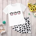 thumbnail image 2 of TOWED22 Toddler Girl Summer Outfits 2pcs Clothing Sets Crew Neck Short Sleeve Top Tee + Shorts Sets Cute Clothes(White,2-3 Y), 2 of 6