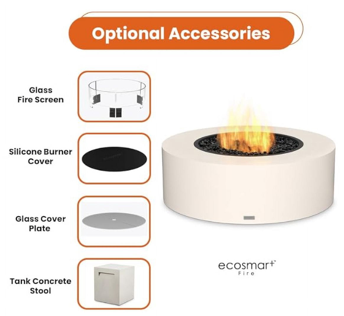 Eco Smart | ARK 40 Fire Pit Table | Bone Color | Stainless Steel Gas Burner | Elegant Curved Design with Versatile Wide Lip | Complements Any Decor and Setting