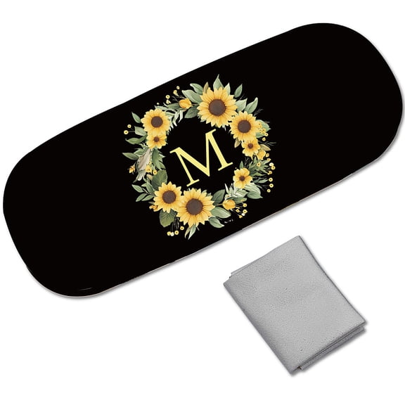 1pc PU Leather Hard Shell Glasses Case with Iron & Flocking for Eyeglass Sun Glasses Protector Letter M 162x62x39mm