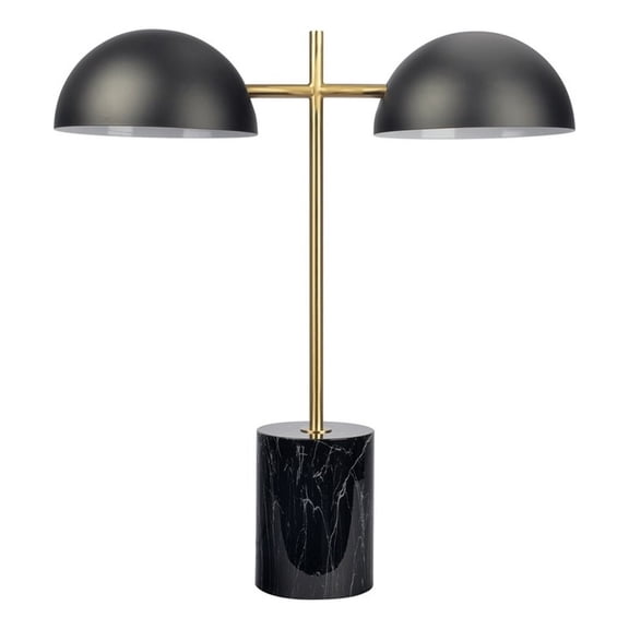 Ledin Black and Gold Double Light Table Lamp with Marble Base