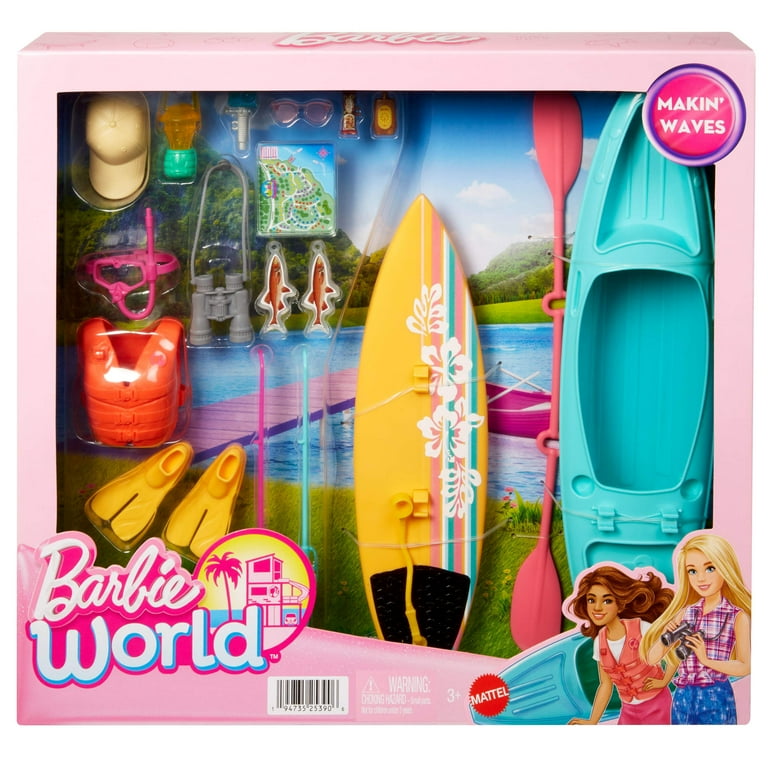 Barbie World Kayak & Surf Playset with 17 Camping Accessories [Walmart  Exclusive]