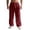 Watermelon Red, variant on XFeng Men Linen Wide Leg Pants Drawstring Casual Trousers