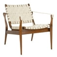 thumbnail image 4 of SAFAVIEH Couture Dilan Modern Leather Solid Safari Chair, Cream/Light Brown, 4 of 13