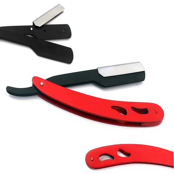 Odontomed2011 Professional Folding Stainless Steel Barber Straight Edge Shaving Razor (Red & Black)