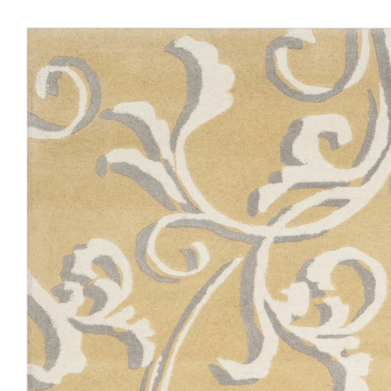 SAFAVIEH Martha Stewart Avalon Vine Floral Wool Area Rug, Soft Yellow, 9' x 12'